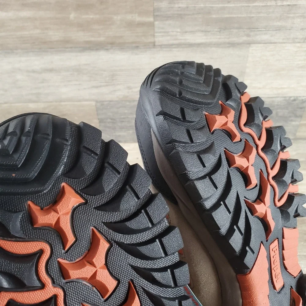 Propet Ridge Walker Mens Hiking Boots Sz 9.5 3E Gunsmoke Orange Waterproof Lace